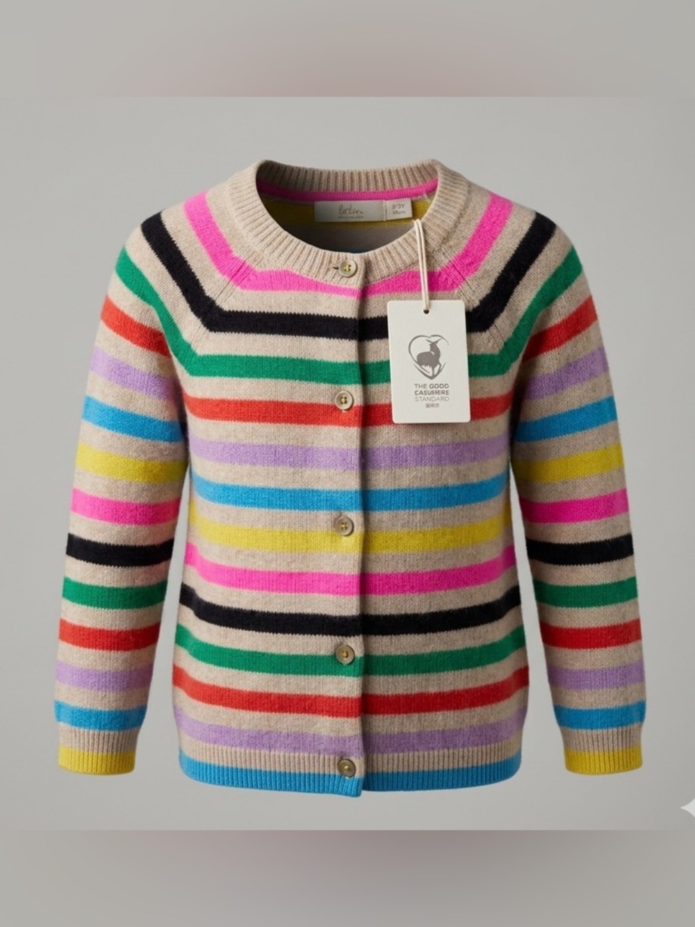 Mini Boden NWT 100 Cashmere Rainbow Stripe Cardigan Sweater 2-3Y 98cm Girls